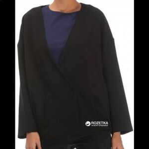 Zara Black Minimalist Moto Jacket Side Buckles V-Neck Medium